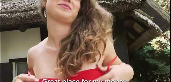  Czech babe Bunny Baby gets pussy pounded in public for cash